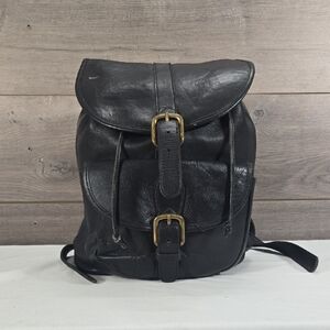 Black Leather Backpack Travel Tote Handbag Purse